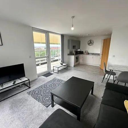 Chic 1 Bed Mcr Ap W/balcony- Sleeps 4 Lägenhet *