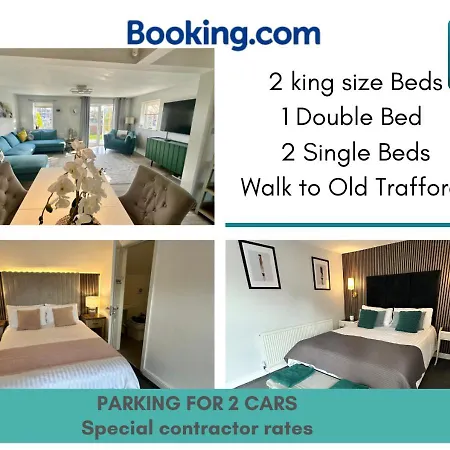 Waterside Mufc & Trafford Centre Townhouse 4 Bedroom Free Parking Apartment