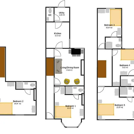 Spacious Victorian 5bedroom 5bathroom W Free Parking Manchester