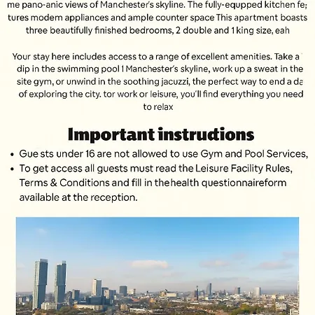 Skyline Views 3Br Duplex - Pool, Gym & Parking Manchester