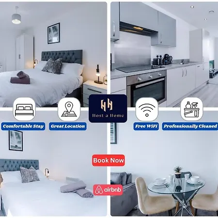 Elegant 1br In Salford, Balcony, Wifi, Kitchen Apartment Manchester