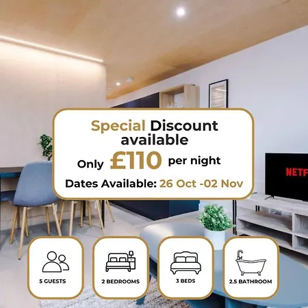 Διαμέρισμα Modern Spacious Sleeps 5 Free High-speed Wi-fi *