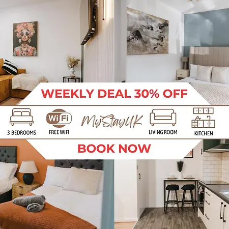 Сasa de vacaciones Spacious 3Br House By Mystayuk Short Lets & Serviced Accommodation Manchester Perfect For Contractors With Free Wifi & Free Parking *