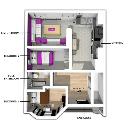 Purple Blossom, 2 Bed Apartment, Wi-fi, Near Didsbury, Free Parking Appartement Manchester