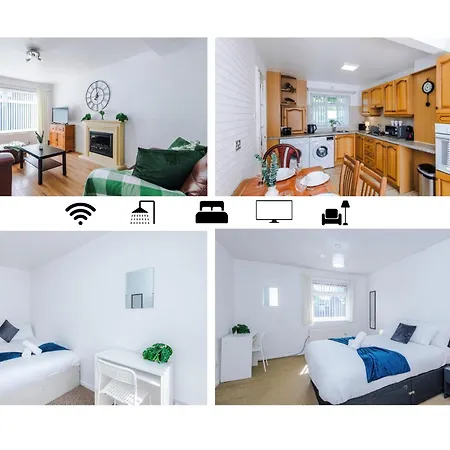 2 Bedroom House, Sleeps 4, Free Parking, Fast Wi-fi Daire Manchester