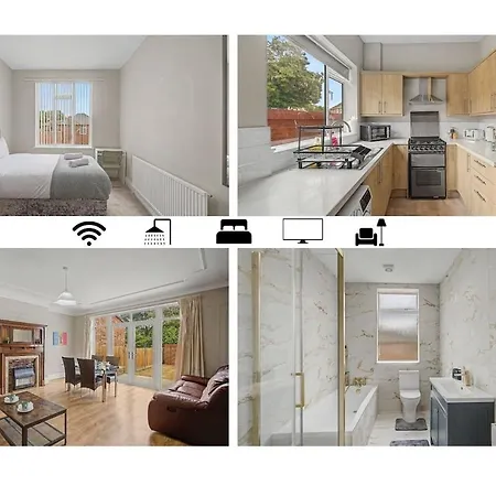5br House, Ideal For Groups, Parking, Sleeps 10 Tatil Evi Manchester