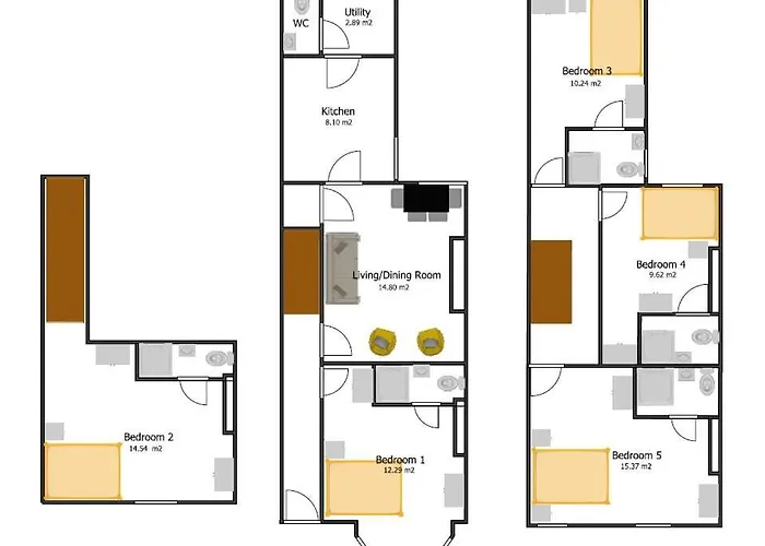 Spacious Victorian 5bedroom 5bathroom W Free Parking Manchester