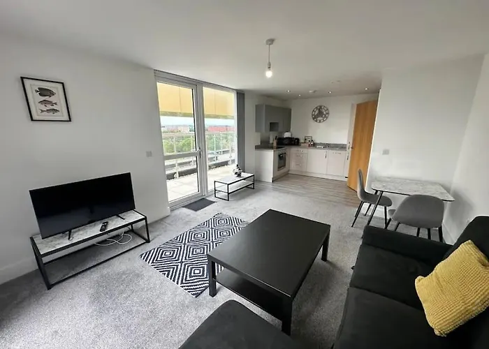 Chic 1 Bed Mcr Ap W/balcony- Sleeps 4 Lägenhet *